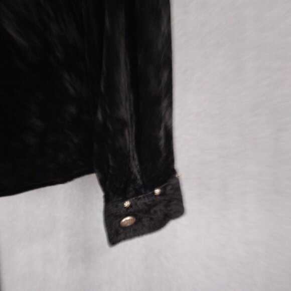 Stonebridge | Crushed Velvet Silver Button & Stud Shirt Black | Size 3X - Picture 7 of 10